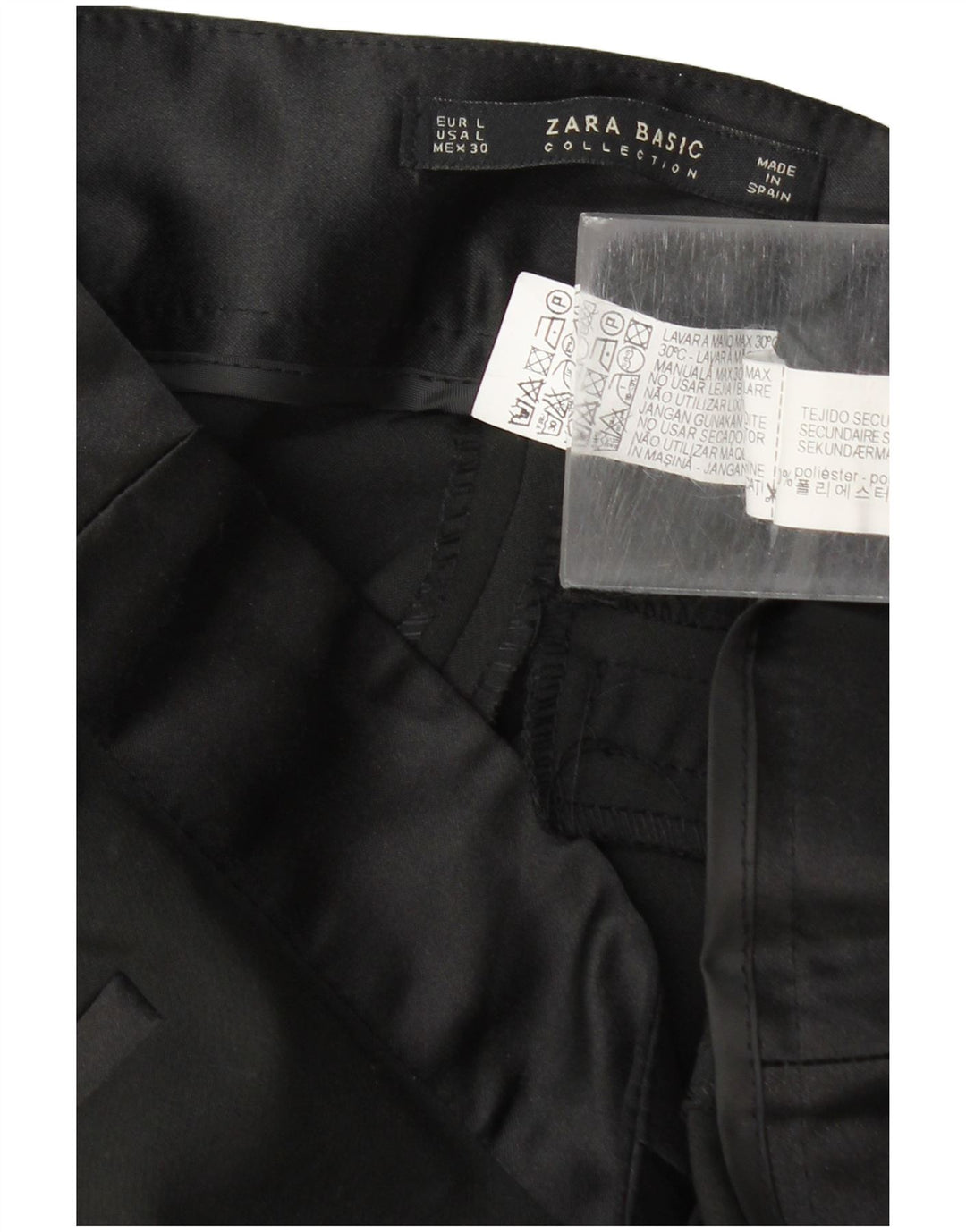Zara Calça feminina casual slim grande W30 L29 poliéster preto