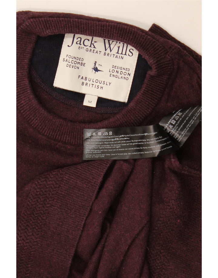 Jack Wills Suéter masculino com gola redonda, algodão médio cor de vinho