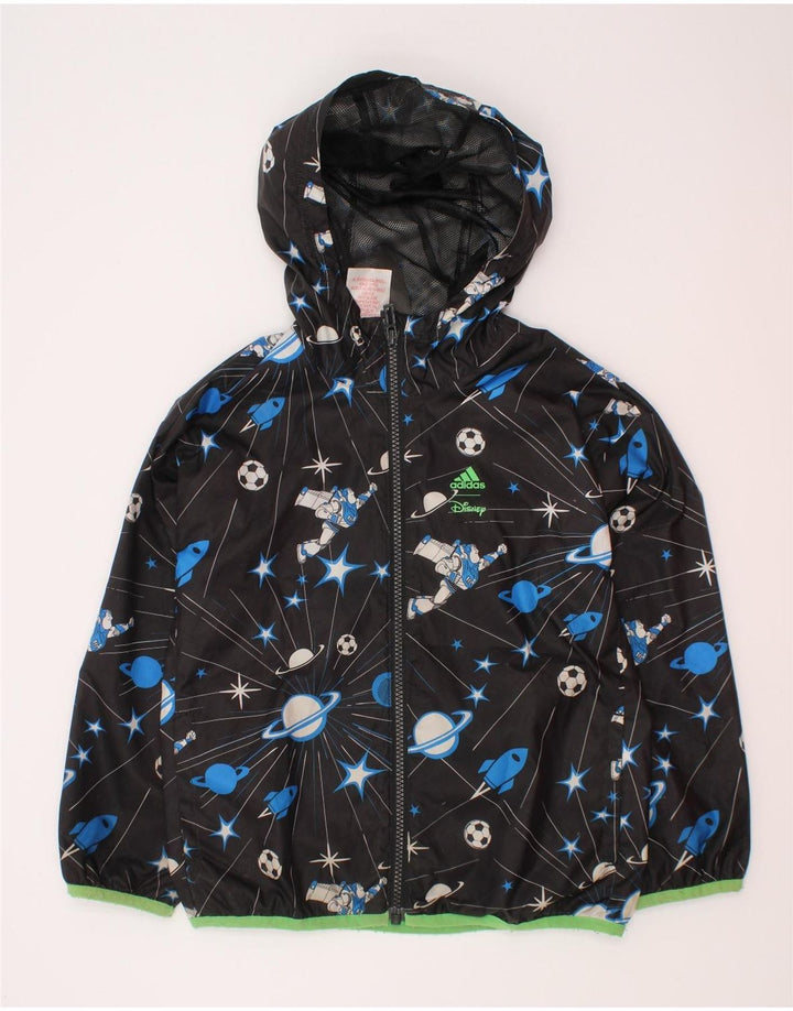 Jaqueta de chuva com capuz Adidas meninos 5-6 anos poliéster geométrico preto