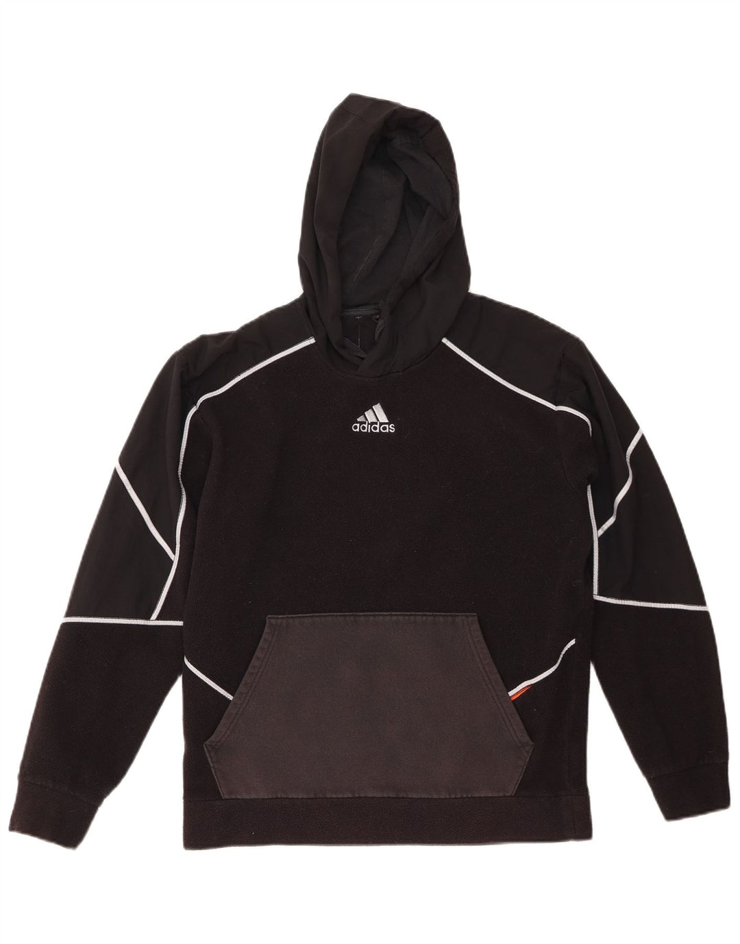 ADIDAS Mens Hooded Fleece Jumper Pequeno Poliéster Preto