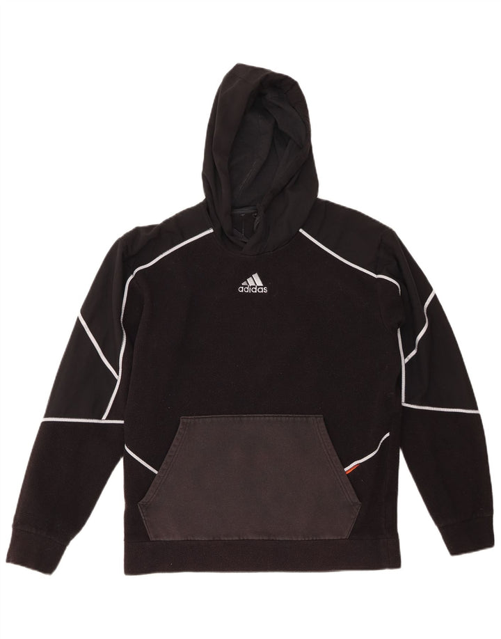 ADIDAS Mens Hooded Fleece Jumper Pequeno Poliéster Preto