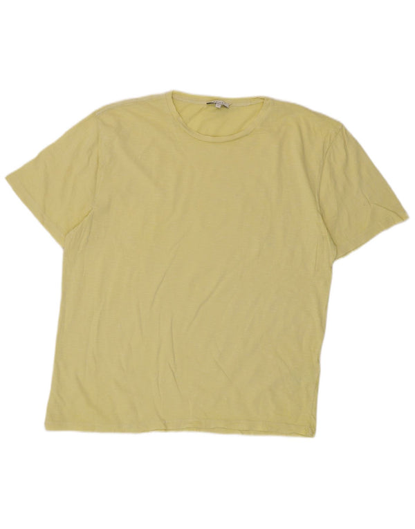 Camiseta masculina Reiss Top grande algodão amarelo