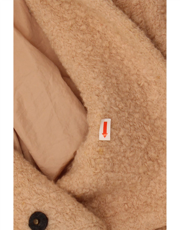 Casaco feminino ZARA Trafaluc com peito duplo Reino Unido 14 médio bege