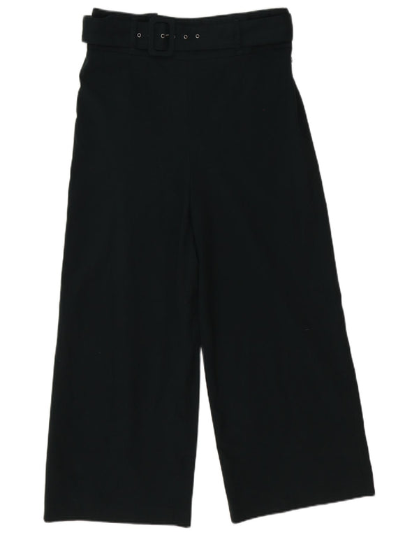 Zara Womens Wide Leg Cropped Trousers Medium W30 L25 Green Polyester