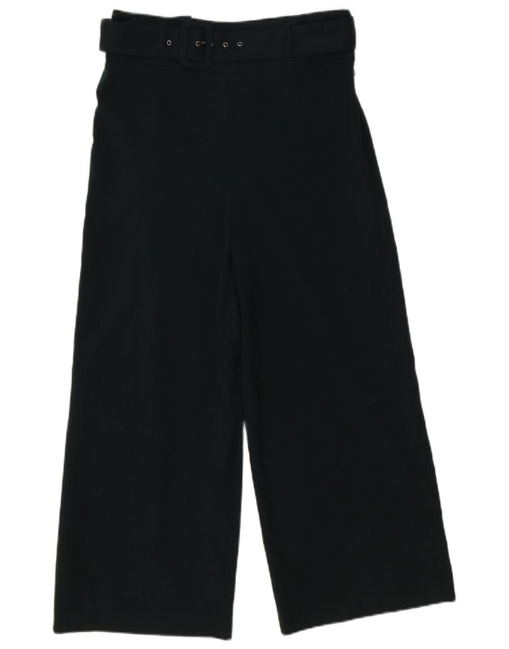 Calça feminina Zara com perna larga cortada média W30 L25 poliéster verde
