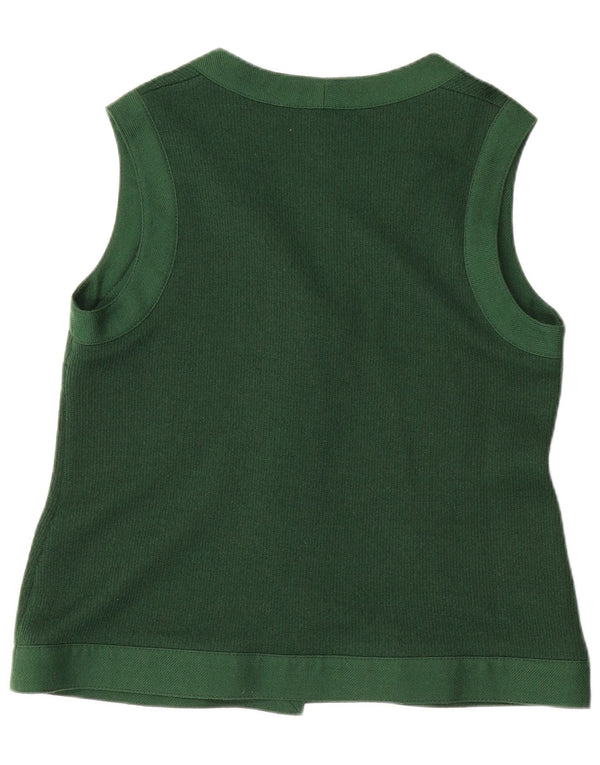 Suéter cardigã feminino sem mangas VINTAGE EU 48 2XL lã verde