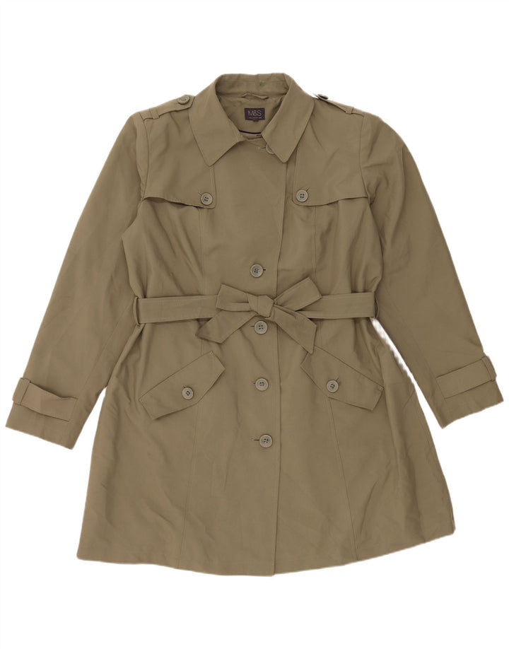 Casaco impermeável feminino Marks & Spencer Reino Unido 20 2XL poliéster cáqui