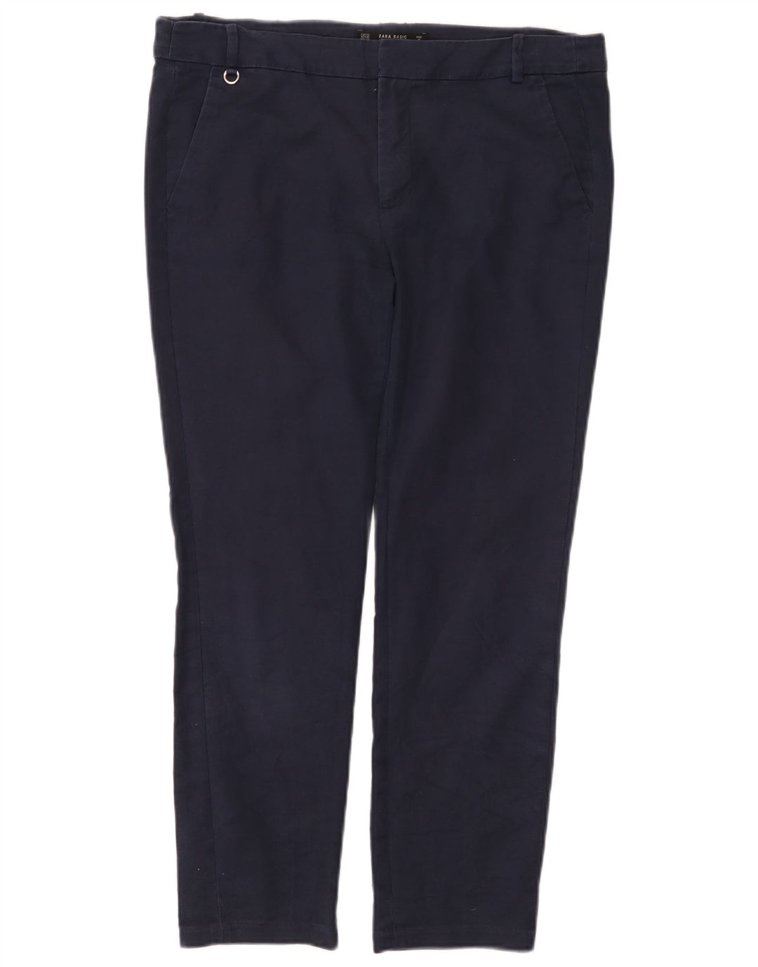 Zara Calça Chino Feminina Slim EU 40 Médio W30 L26 Azul Marinho