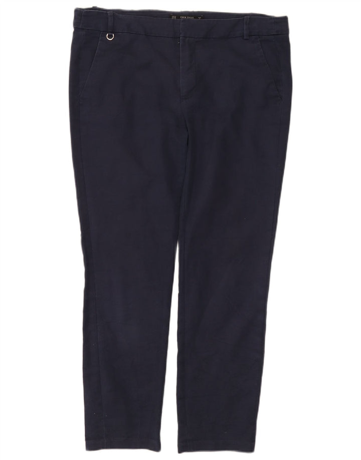 Zara Calça Chino Feminina Slim EU 40 Médio W30 L26 Azul Marinho
