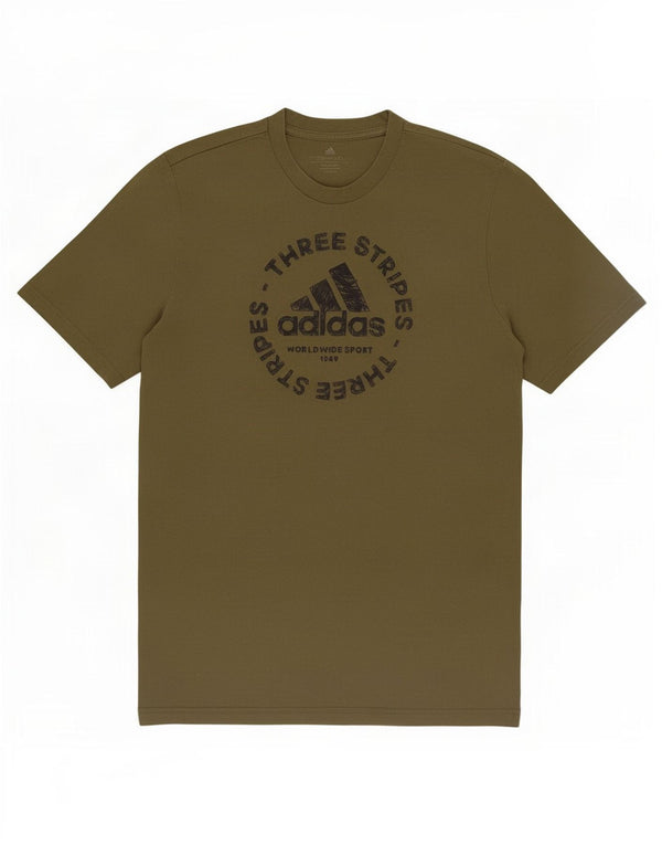 Adidas Mens Graphic T-Shirt Top Pequeno Algodão Cáqui