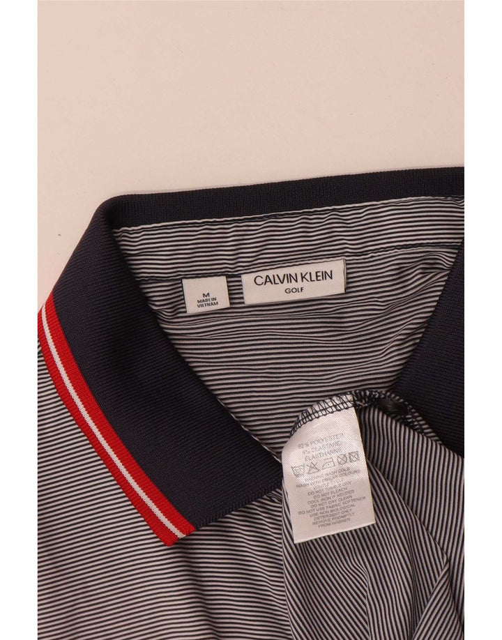 Camisa polo masculina Calvin Klein cinza médio listrado poliéster