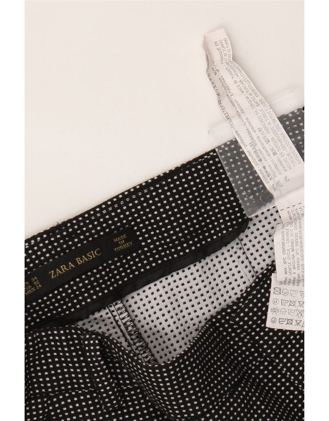 Zara Calça Chino Cônica Básica Feminina EU 34 2XS W24 L27 Xadrez Preta