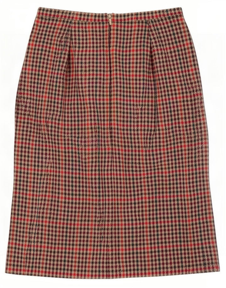 Saia reta feminina vintage W32 grande houndstooth multicolorido