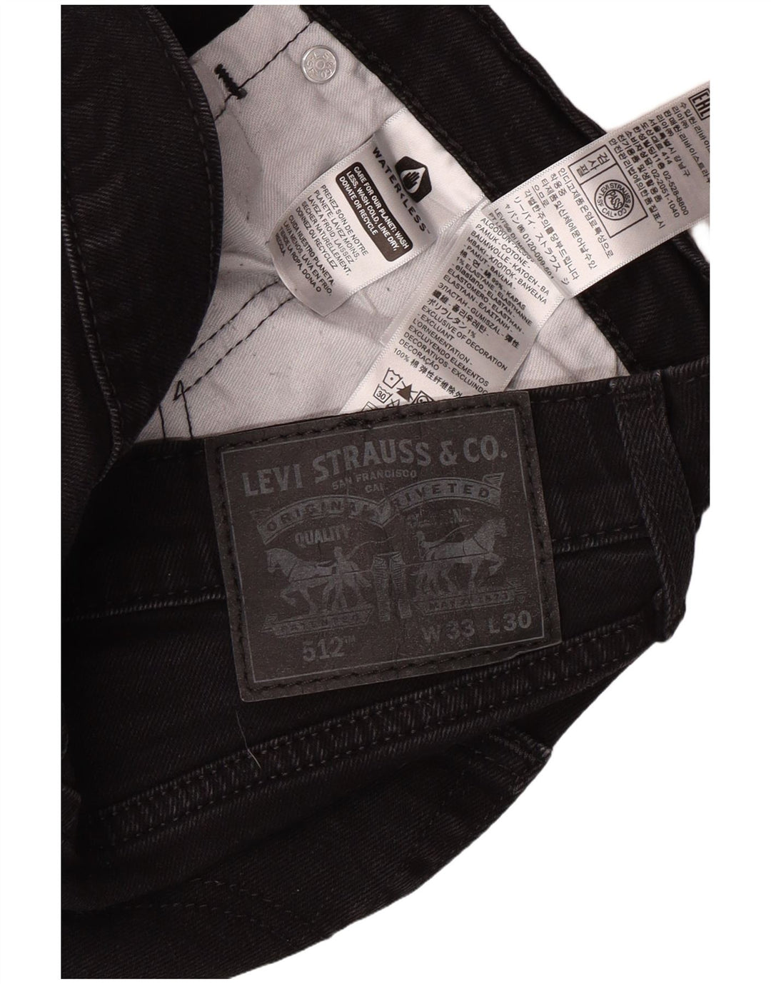 LEVI'S Masculino 512 Slim Tapered Jeans W33 L27 Algodão Preto