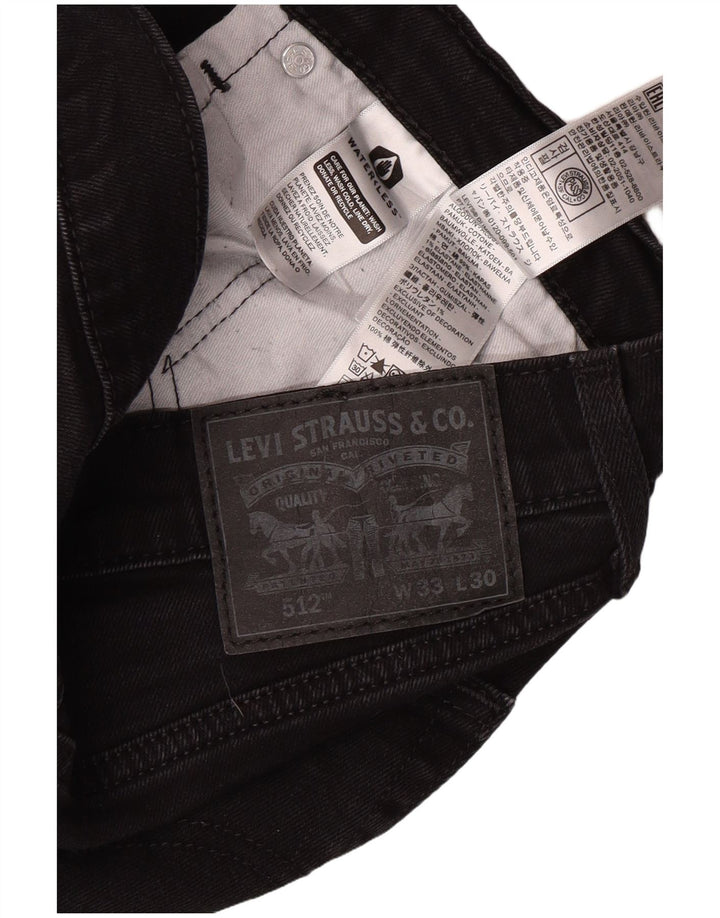 LEVI'S Masculino 512 Slim Tapered Jeans W33 L27 Algodão Preto