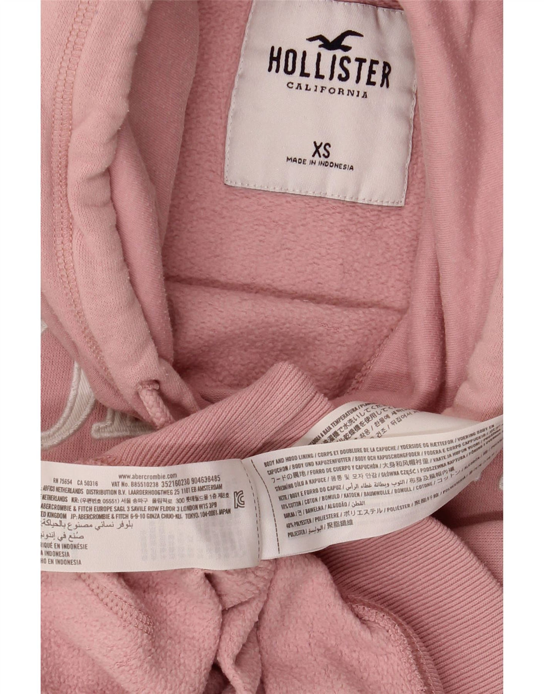 HOLLISTER feminino gráfico moletom com capuz UK 6 XS algodão rosa