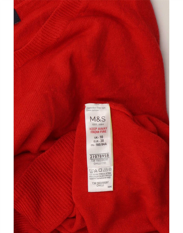 Suéter feminino Marks & Spencer com gola redonda Reino Unido 10 pequeno acrílico vermelho