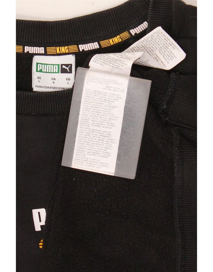 Puma Mens Graphic Moletom Jumper Grande Algodão Preto