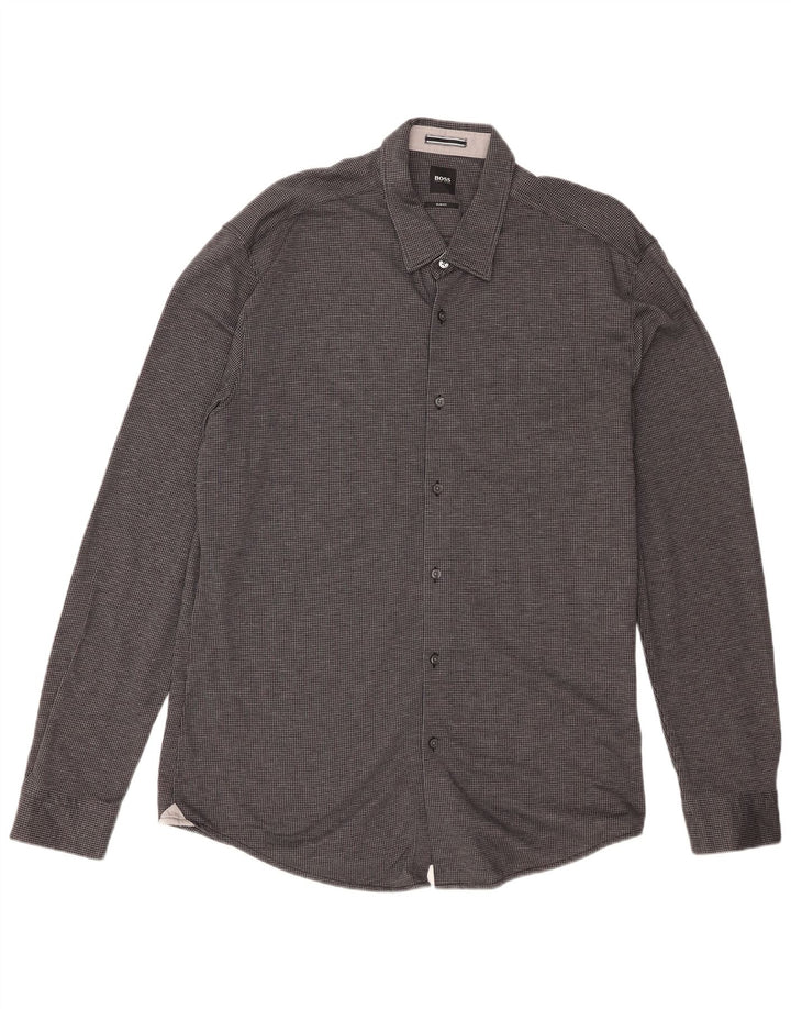 Camisa Slim Fit Masculina Hugo Boss 2XL Preta Houndstooth