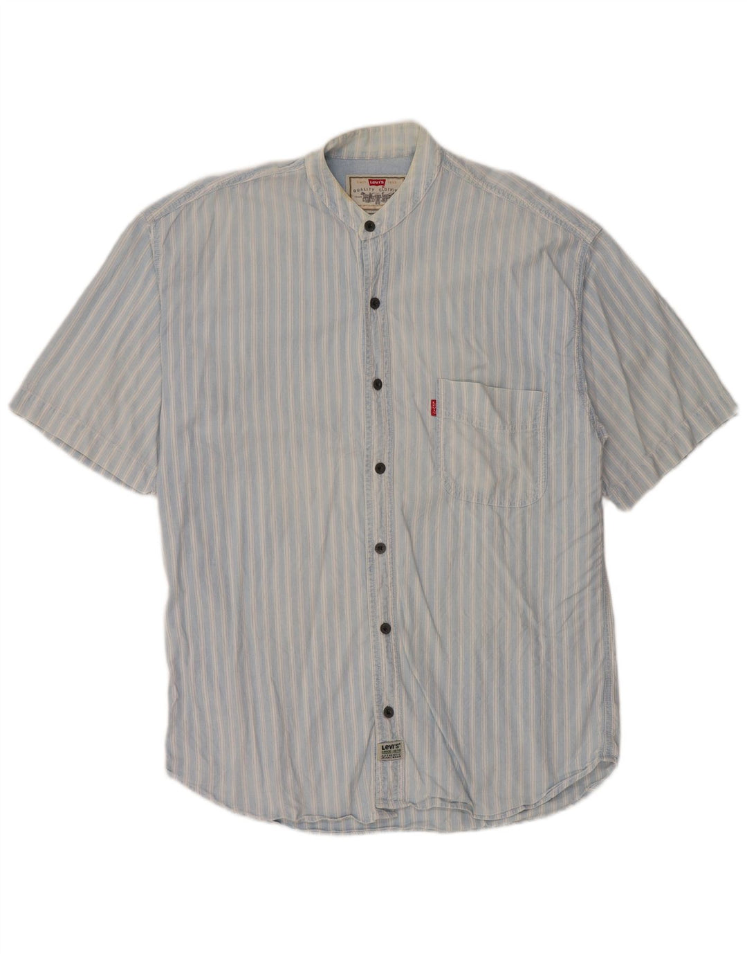 Camisa masculina de manga curta Levi's grande algodão listrado azul