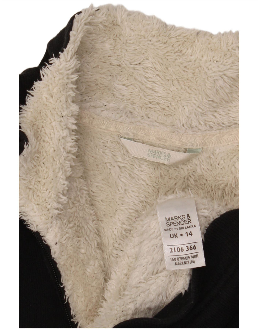 Jaqueta feminina Marks & Spencer Sherpa Tracksuit UK 14 grande preta