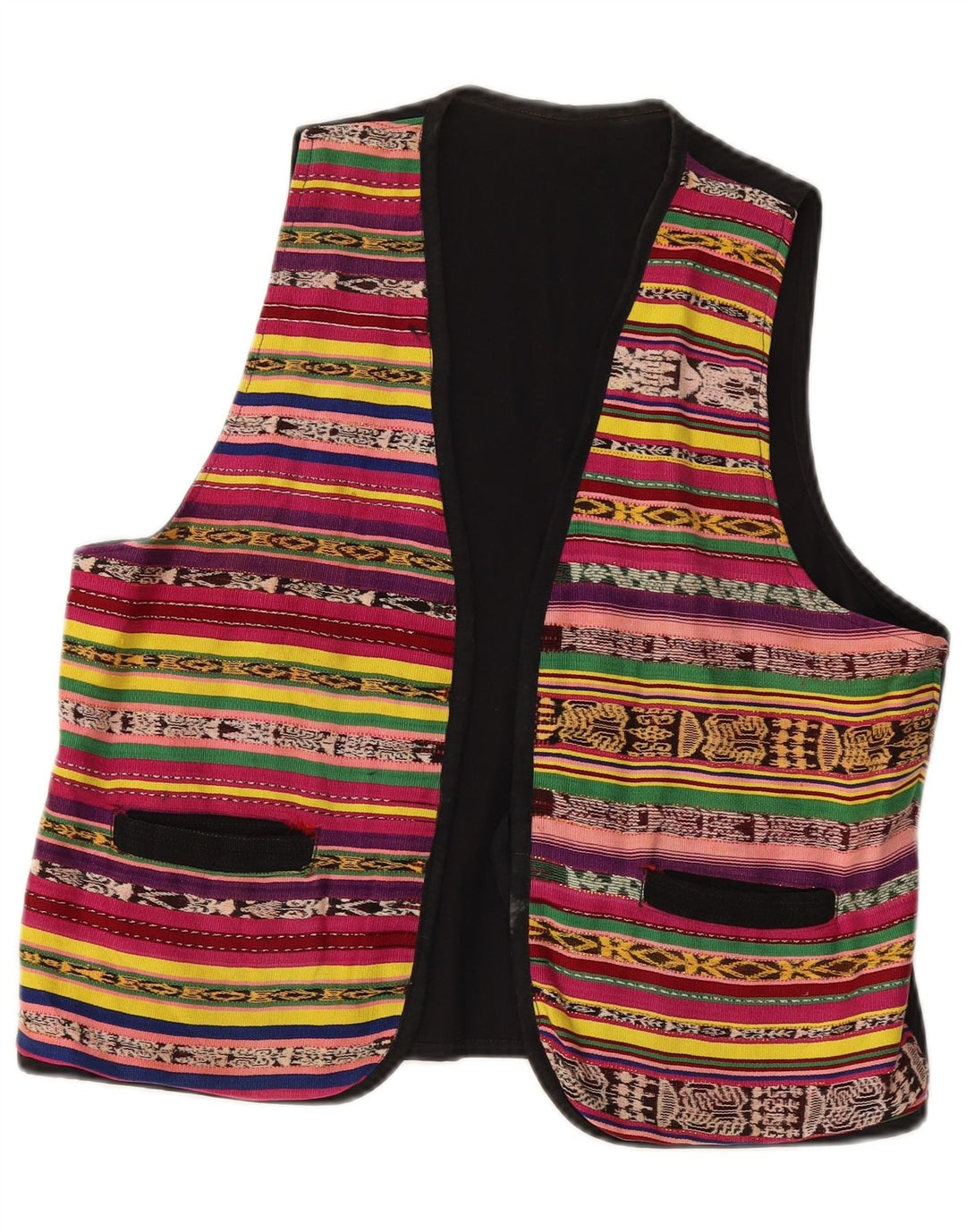 Colete feminino vintage UK 14 médio listrado multicolorido