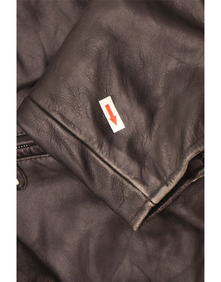 Jaqueta de couro masculina vintage UK 44 2XL couro preto
