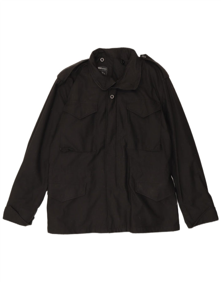 Jaqueta militar masculina vintage de ajuste regular Reino Unido 38 algodão preto médio