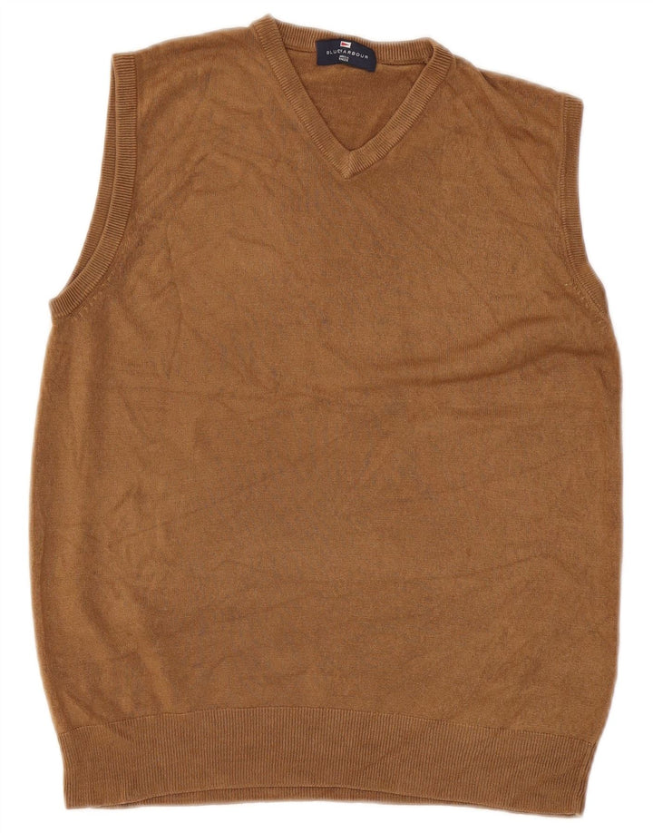 Regata masculina Marks & Spencer Blue Harbor Vest, médio bege acrílico