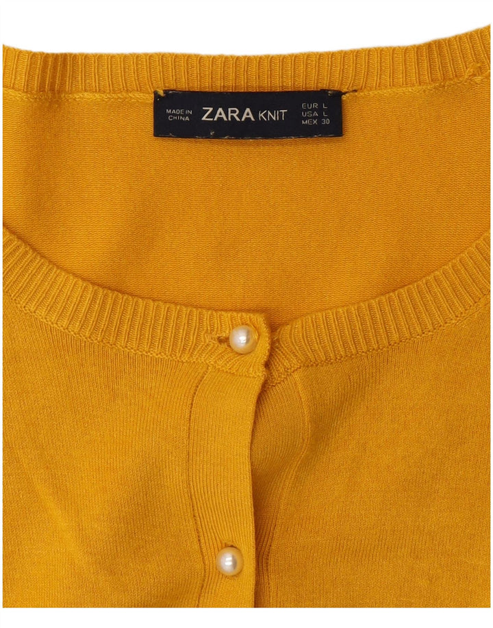 Suéter cardigã feminino Zara Reino Unido 14 grande amarelo