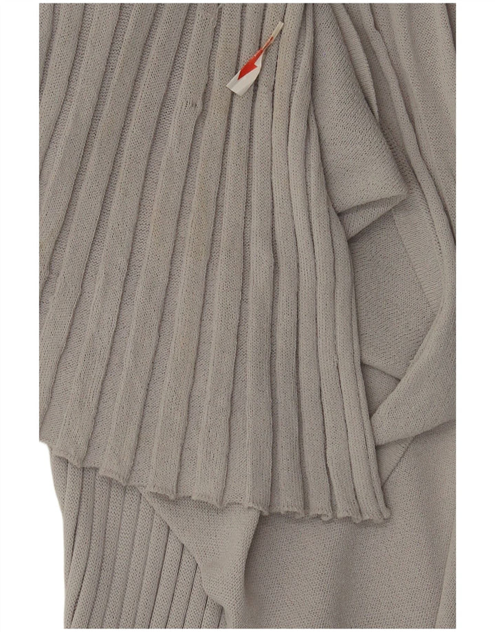Cardigan feminino Zara Longline transparente UK 12 Viscose cinza médio