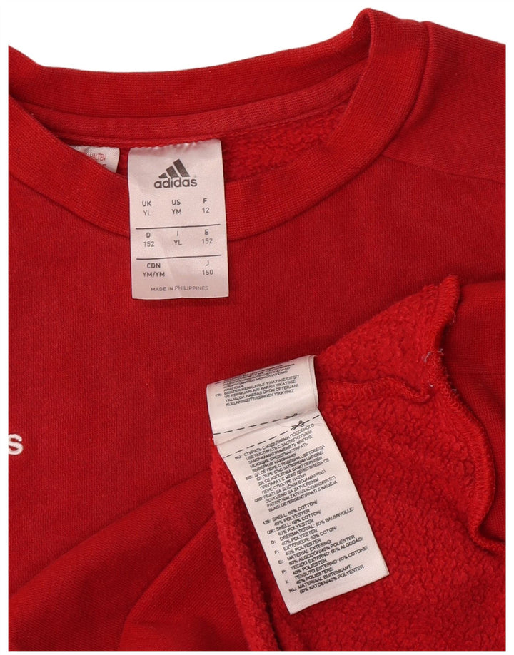 Adidas meninos moletom jumper 11-12 anos grande algodão vermelho