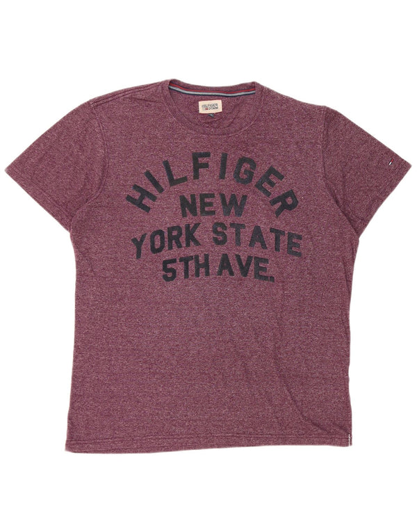 Camiseta gráfica masculina Tommy Hilfiger Top 2XL Borgonha manchada