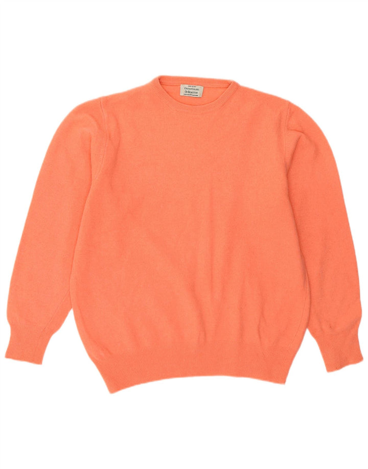Suéter feminino Benetton com gola redonda UK 14 rosa médio