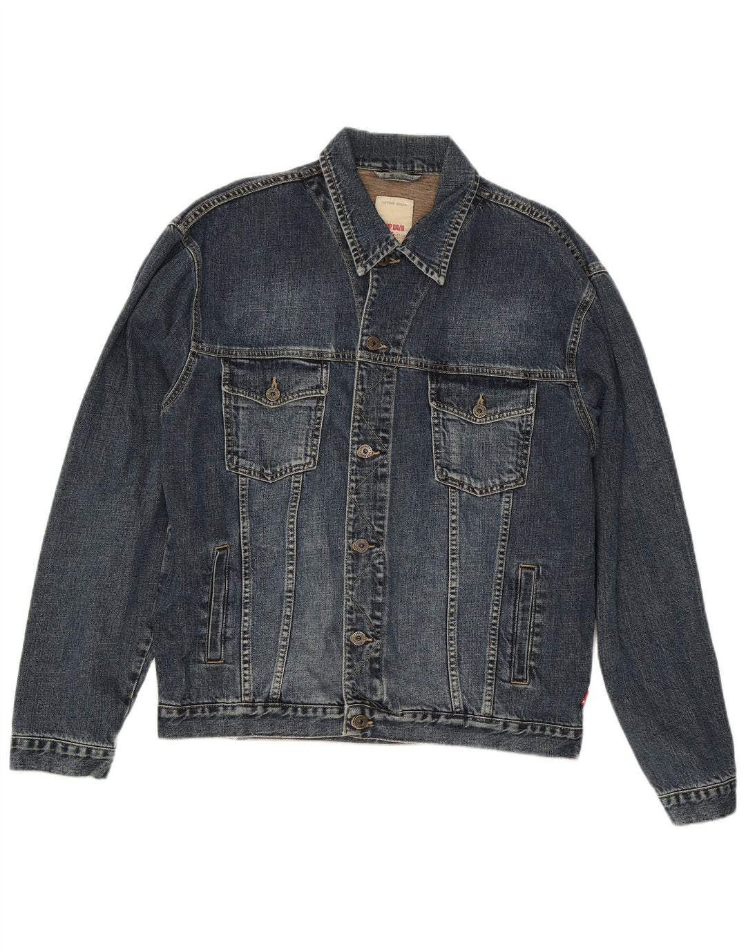 Jaqueta jeans masculina CAMP DAVID UK 44 2XL algodão azul