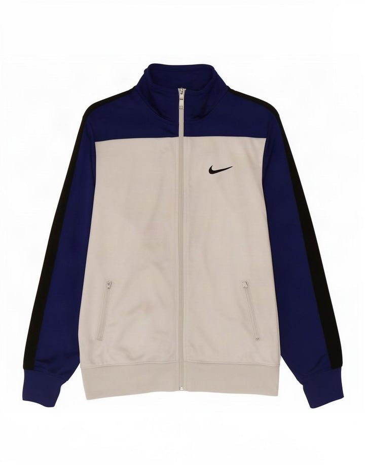 Nike Womens Tracksuit Top Jacket UK 18 XL Branco Colourblock Poliéster