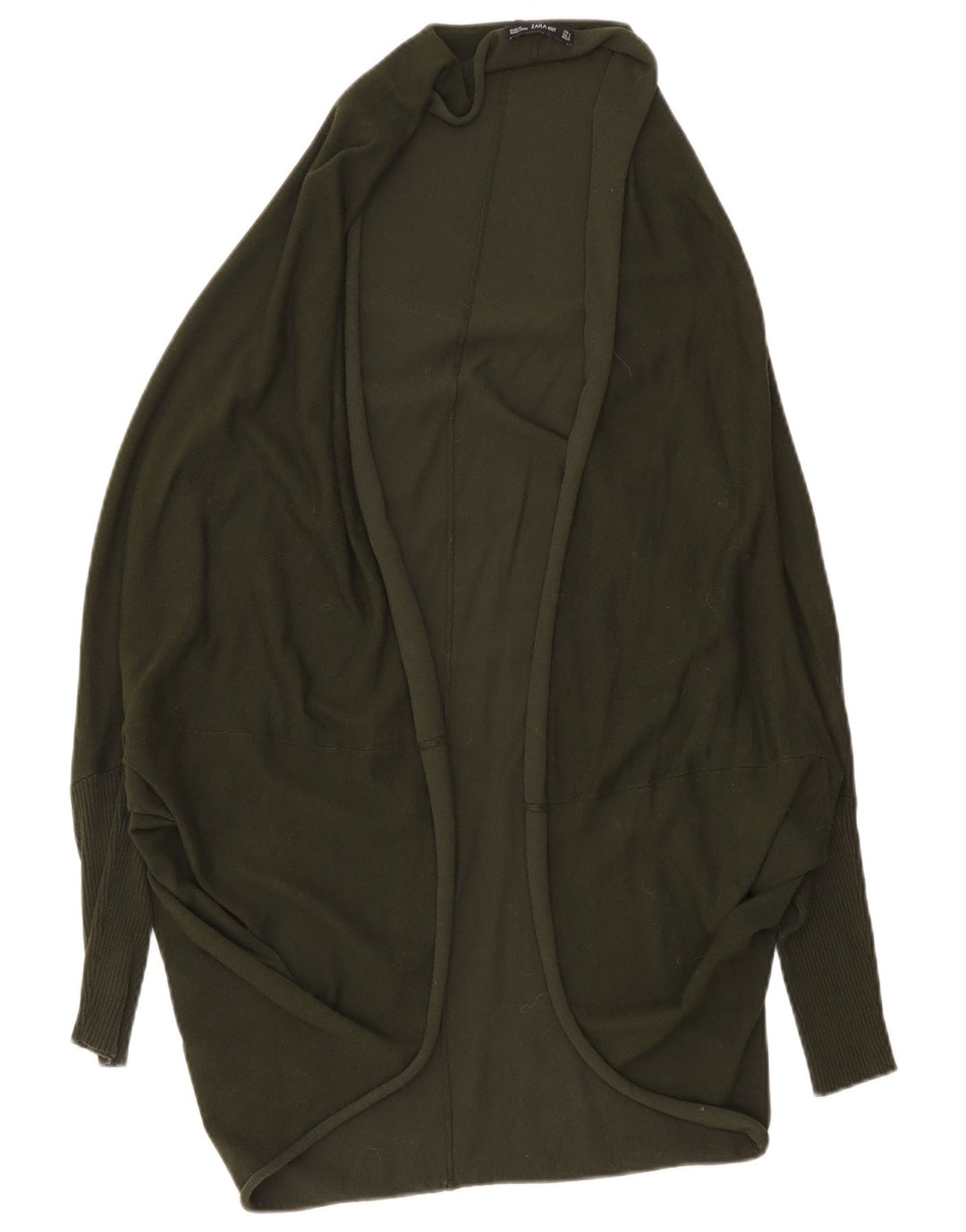 Zara Suéter feminino oversized longline aberto cardigan Reino Unido 14 médio cáqui