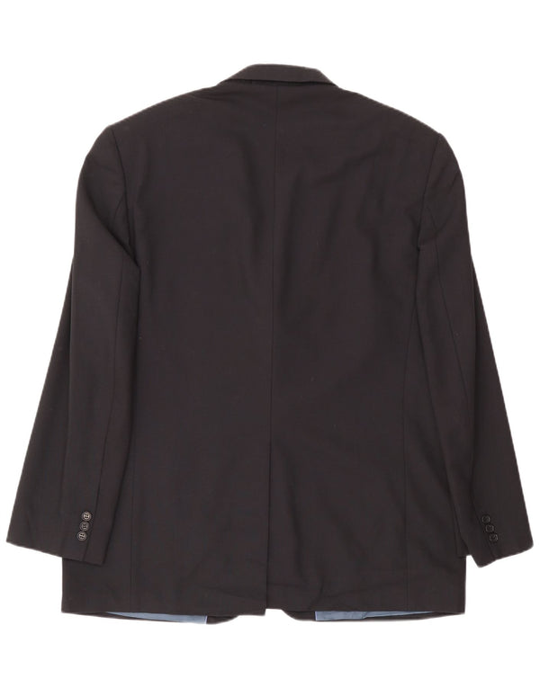 Jaqueta blazer masculina de 3 botões Marks & Spencer Reino Unido 44 XL azul marinho poliéster