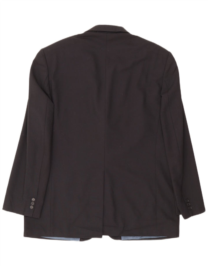 Jaqueta blazer masculina de 3 botões Marks & Spencer Reino Unido 44 XL azul marinho poliéster