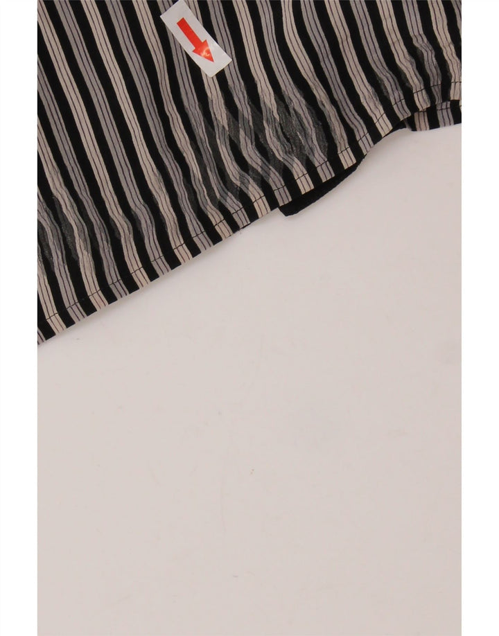 Camisa masculina de manga curta MESSORI pequena seda listrada preta