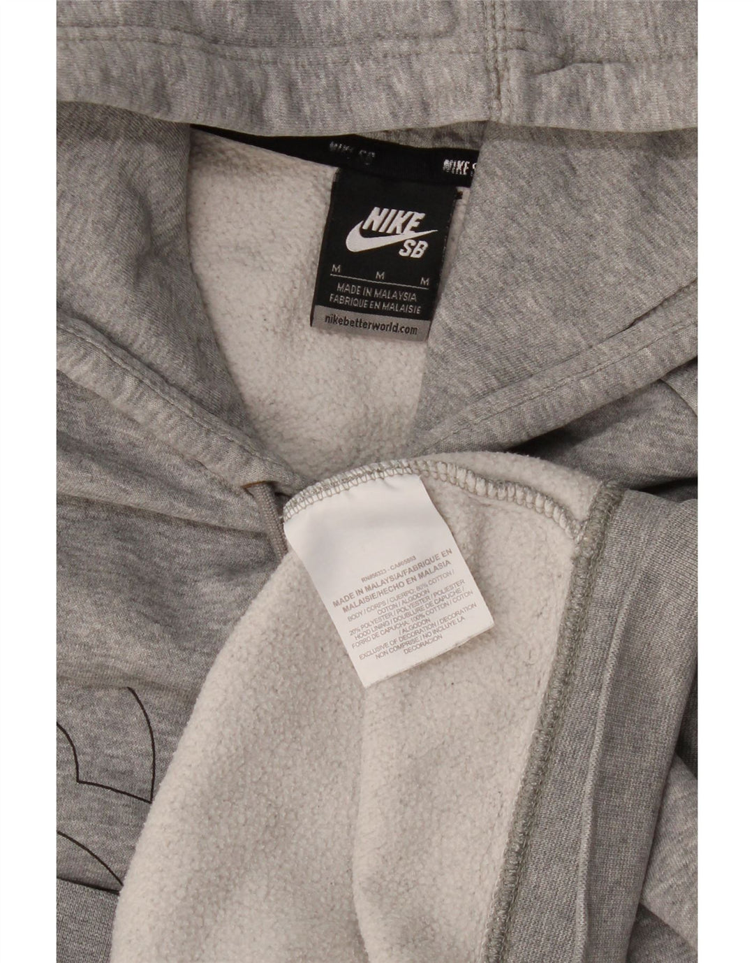 Suéter com capuz gráfico masculino Nike médio cinza algodão manchado