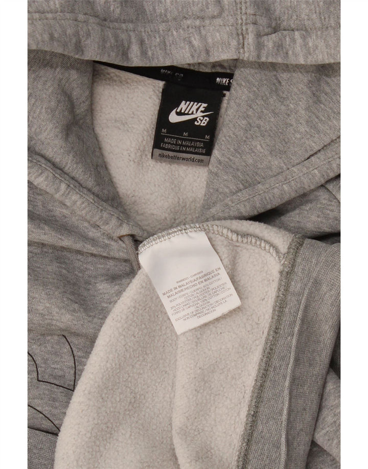 Suéter com capuz gráfico masculino Nike médio cinza algodão manchado