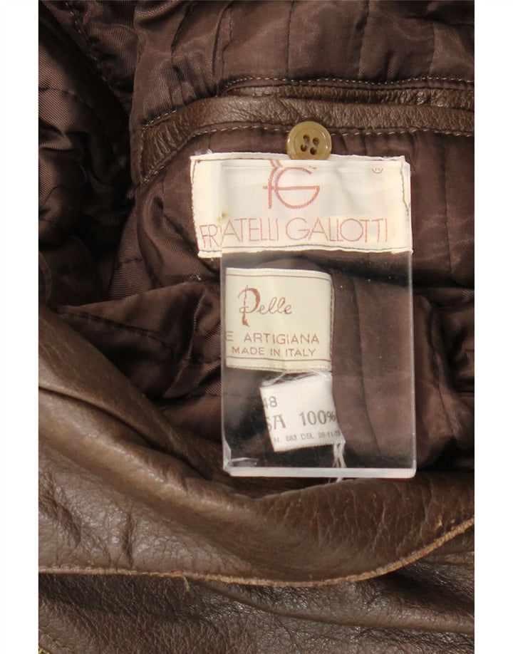 Jaqueta masculina de couro vintage para motociclista Reino Unido 38 couro marrom médio