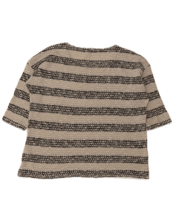 Blusa feminina de malha Marks & Spencer Reino Unido 16 grande algodão listrado branco