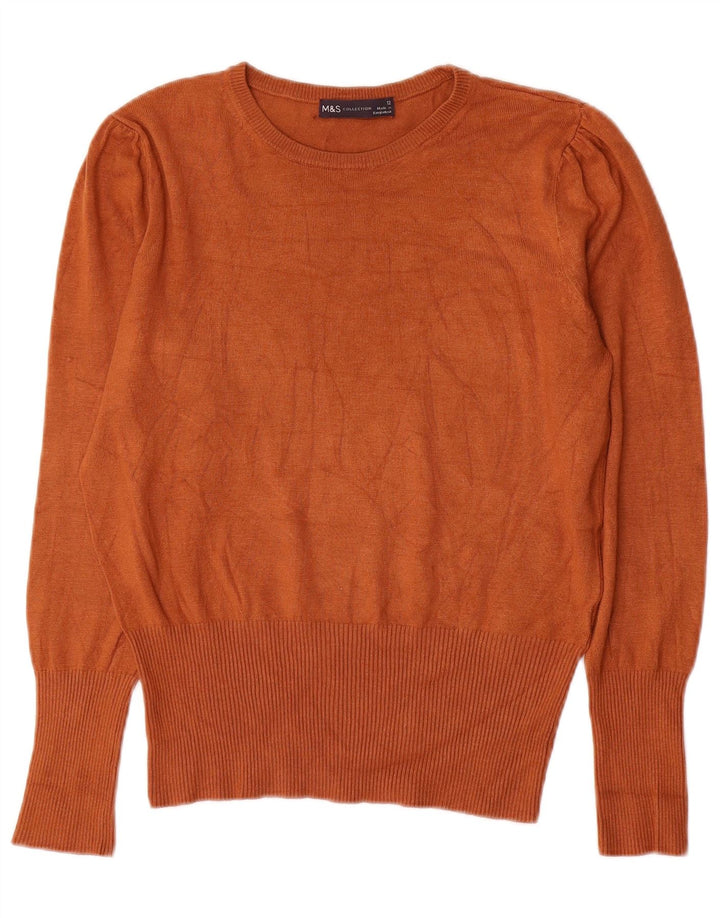 Suéter feminino Marks & Spencer com gola canoa Reino Unido 12 marrom médio