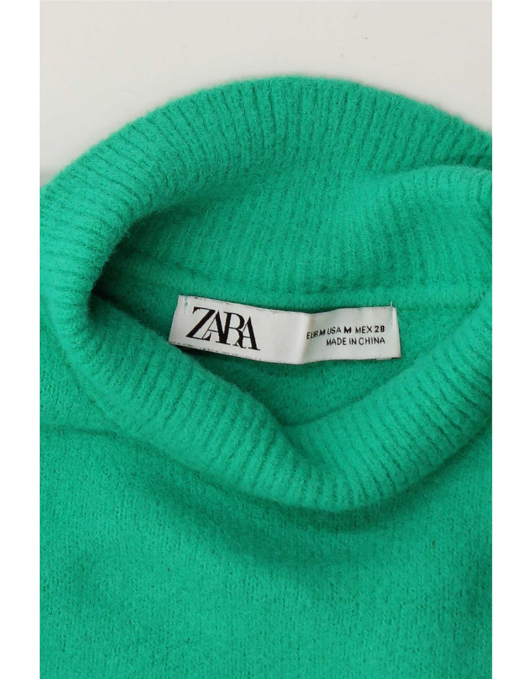 Suéter feminino Zara com gola tartaruga e gola alta Reino Unido 14 verde médio