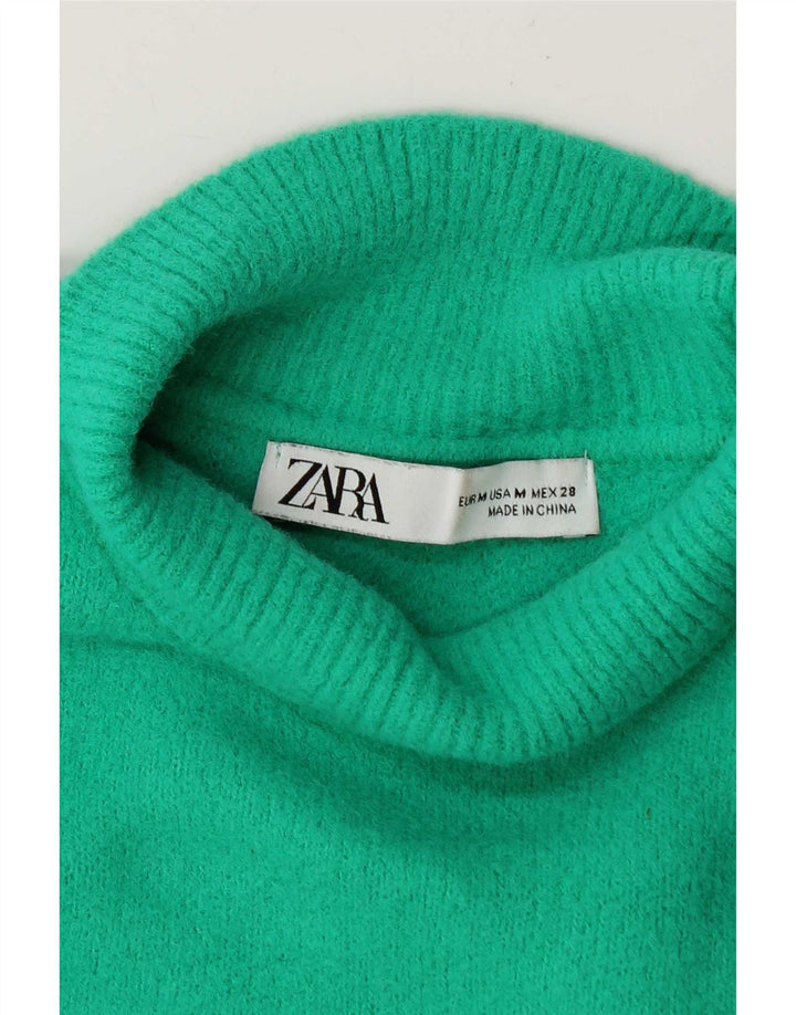 Suéter feminino Zara com gola tartaruga e gola alta Reino Unido 14 verde médio