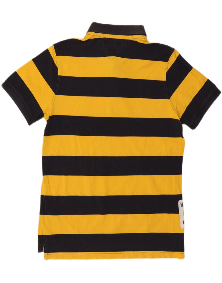 Camisa polo masculina TOMMY HILFIGER Slim Fit grande algodão listrado amarelo