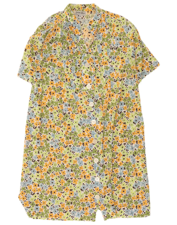 Vestido camisa feminino vintage de manga curta IT 44 médio floral multicolorido