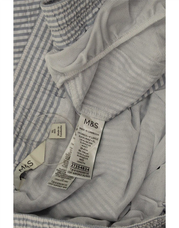Shorts de natação masculino Marks & Spencer XL listrado azul poliéster